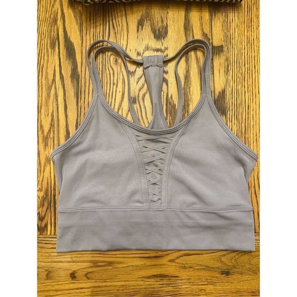 Nike Gray Dry-Fit Luxe Laced Strappy Training Sports Bra Size Small